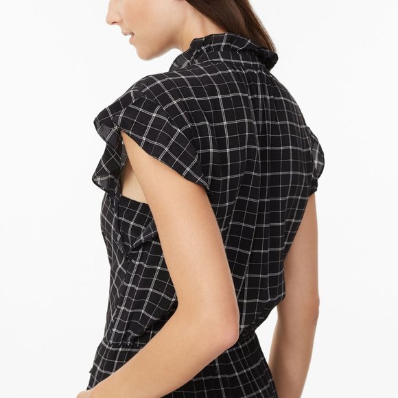 Rebecca Taylor Plaid Silk Windowpane Jumpsuit Size 2 (small) black Wide Leg - Picture 6 of 12